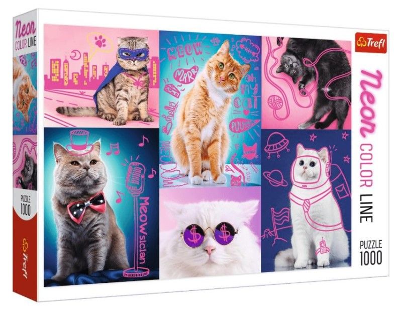 Trefl Puzzle Neon Color Line 1000el. Super koty 10581