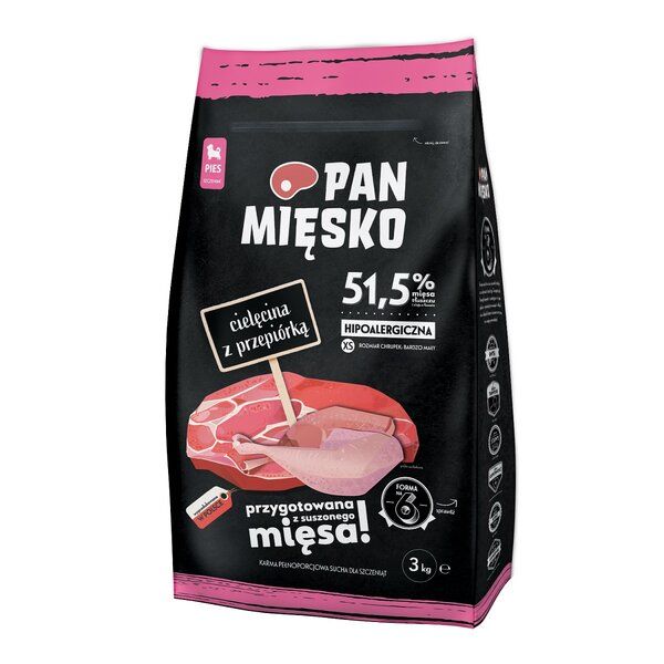 Pan Mięsko dla Szczeniąt Cielęcina z Przepiórką 9kg XS