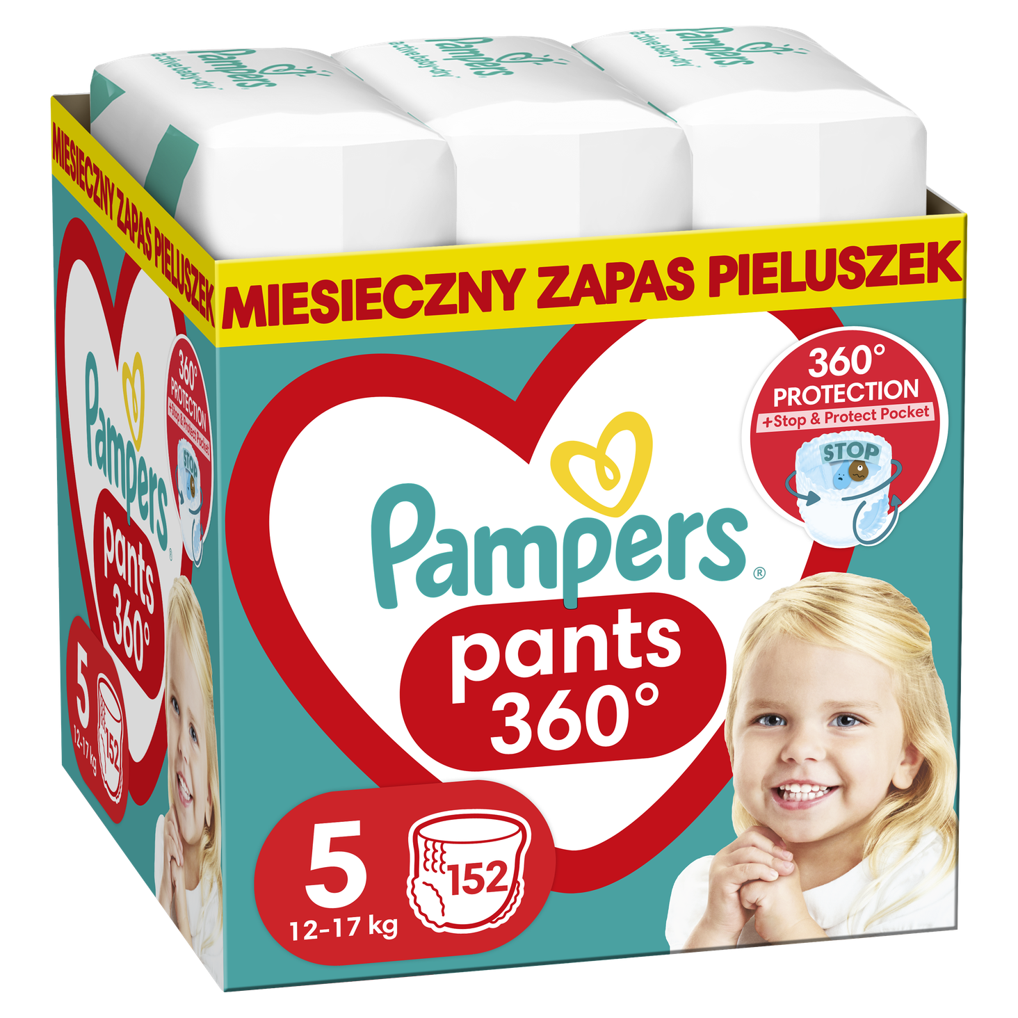 Pampers Pants Pieluchomajtki rozmiar 5, 152 szt. 12kg-17kg