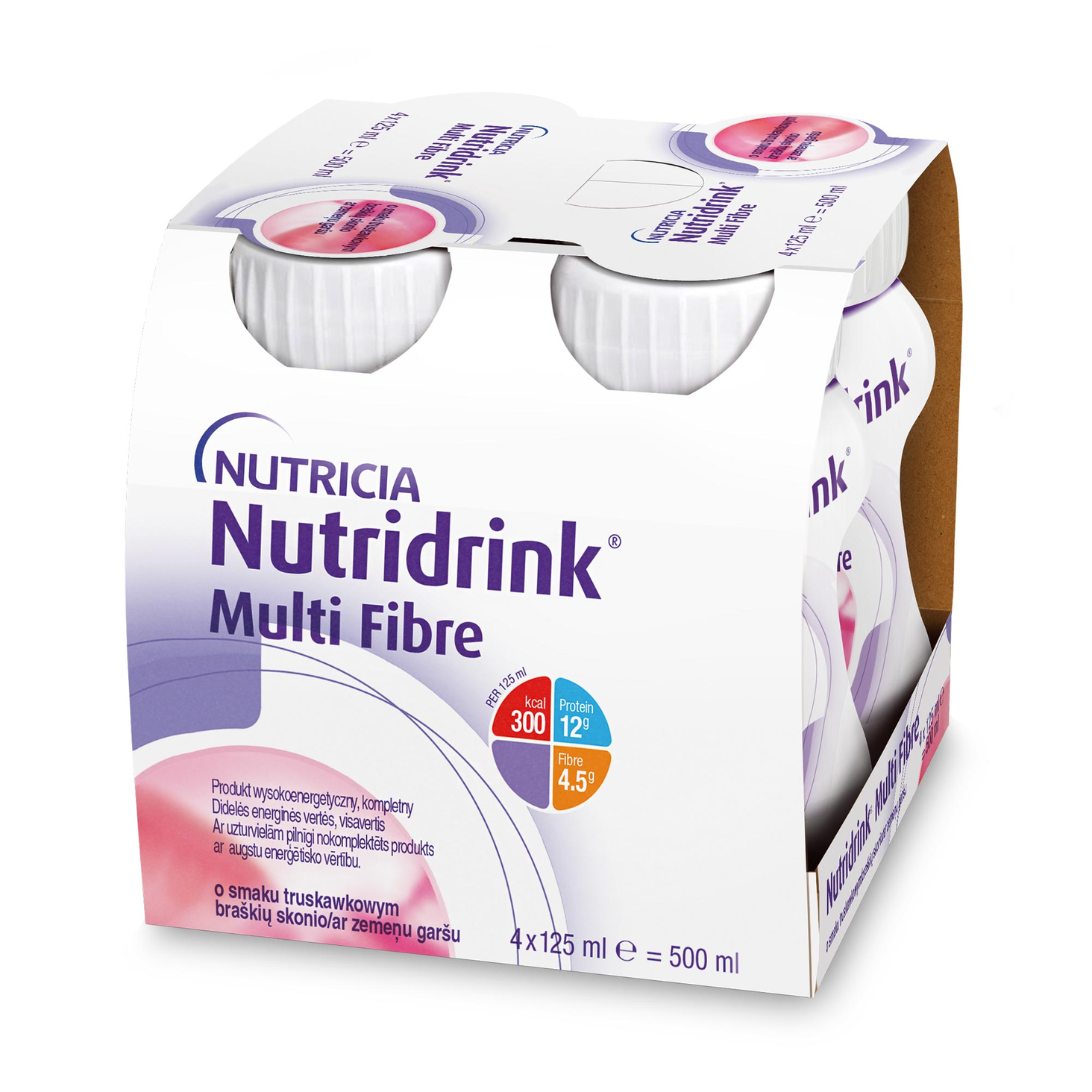 Nutridrink Multi Fibre smak truskawkowy 4x125ml