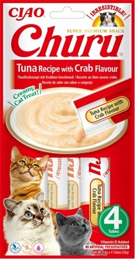 Inaba Cat Churu Puree z tuńczykiem i krabem 4x14g