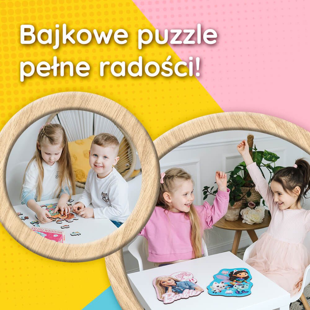 Drewniane układanki z bajkowymi przyjaciółmi