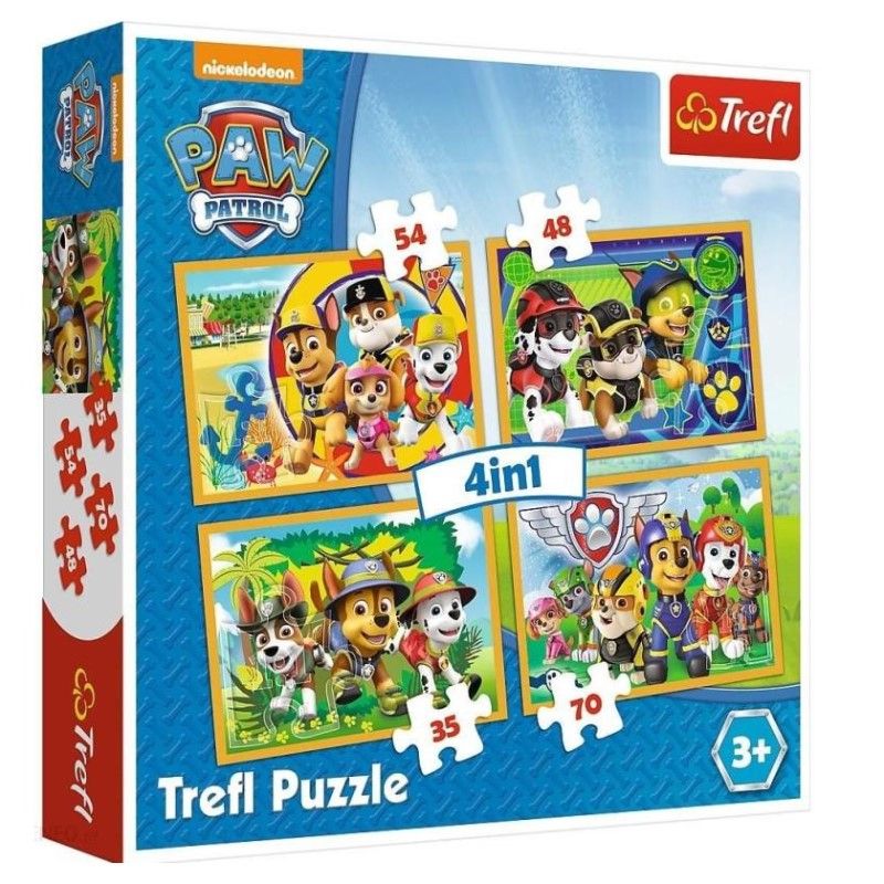 Trefl Puzzle 4W1 Wakacyjny Psi Patrol 34395