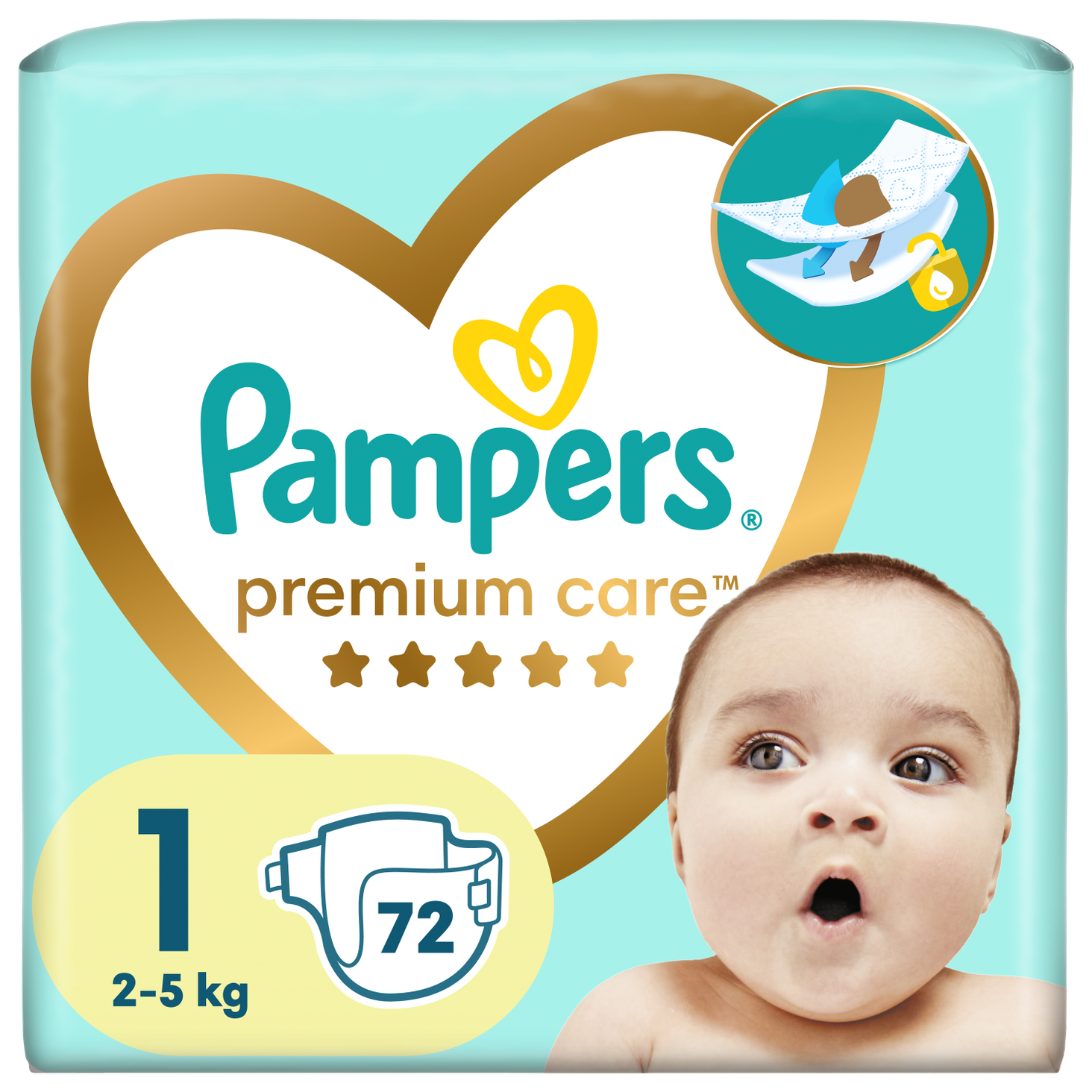 Pampers Premium Care rozmiar 1, 72 sztuk, 2kg-5kg