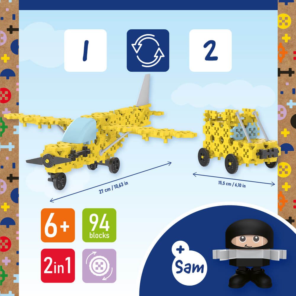 Zestaw klocków Connect 2 w 1 – Awionetka/Jeep