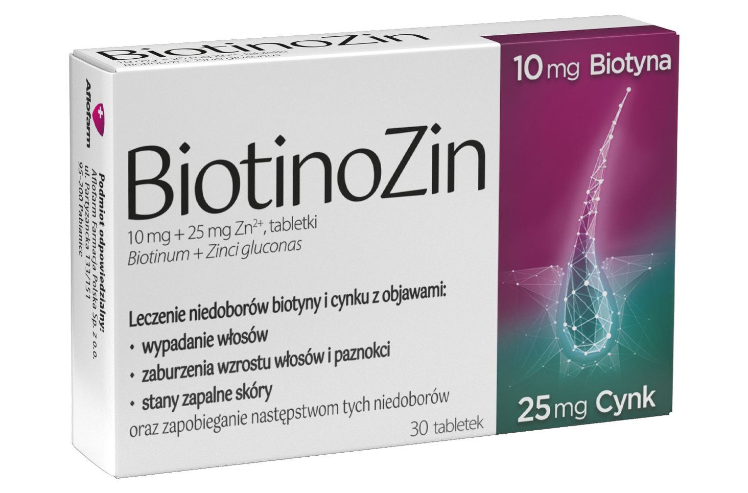 BiotinoZin 10 mg + 25 mg Zn2, 30 tabletek
