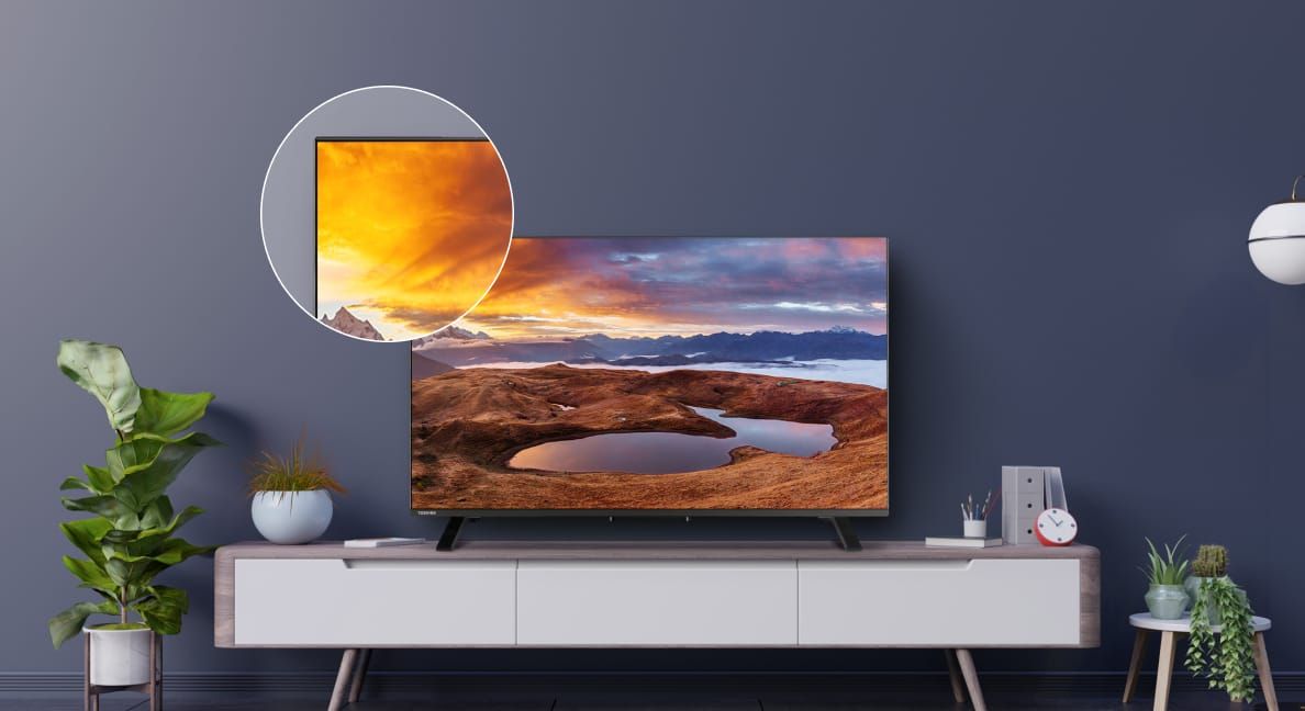 Toshiba 43LV2E63DG - bezramkowy design