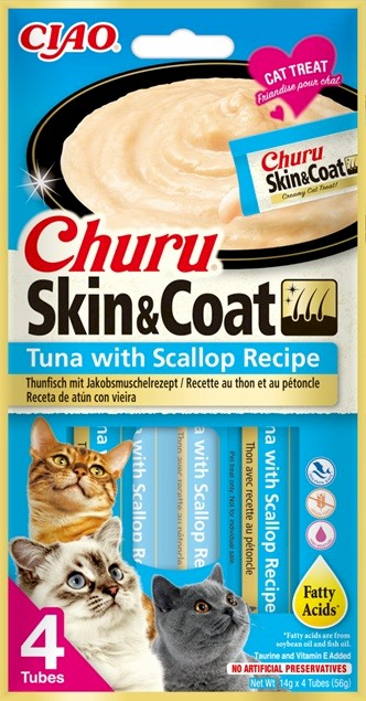 Inaba Cat Churu Skin & Coat Tuńczyk przegrzebki 4x14g