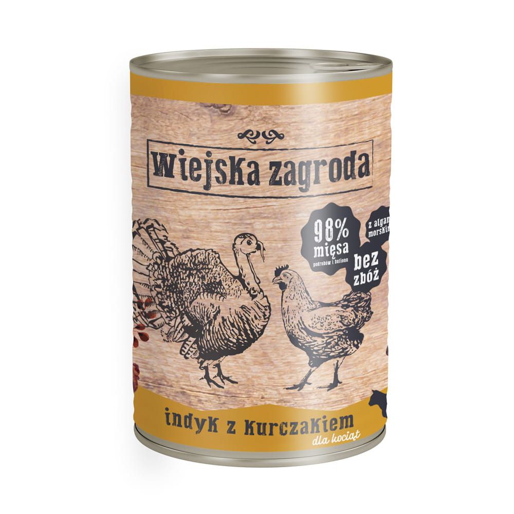 Wiejska Zagroda Karma Mokra Dla Kociąt Indyk Z Kurczakiem