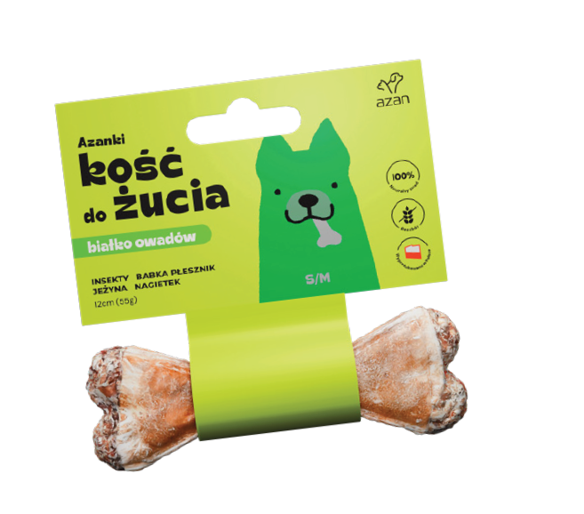Azanki Kość do żucia z insektami i nagietkiem S/M 12cm/55g