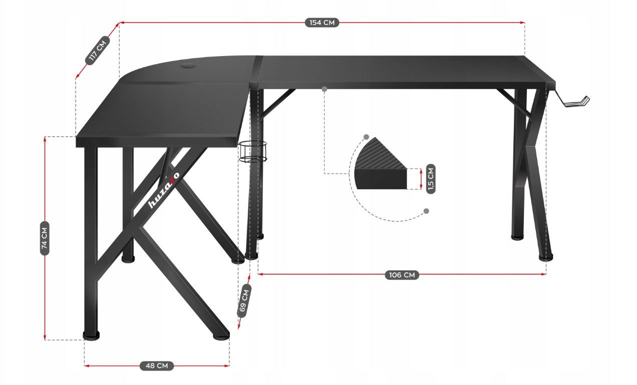 Huzaro Biurko Gamingowe Hero 6.3 Black