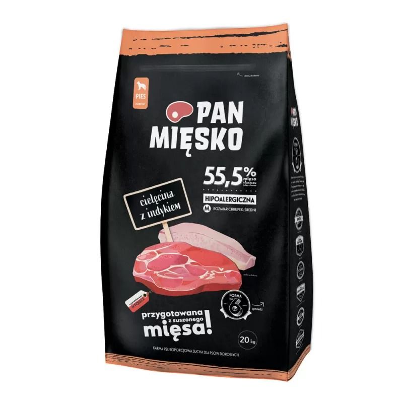 Pan Mięsko Cielęcina Z Indykiem 20Kg Chrupki M
