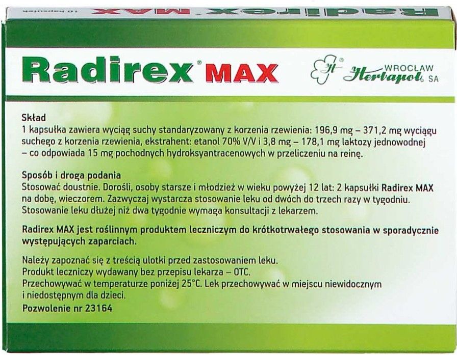 Radirex Max 0,375g 10 kaps. - 2