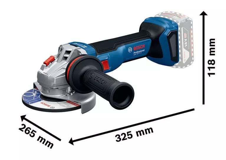Bosch GWS 18V-11 S Professional wymiary