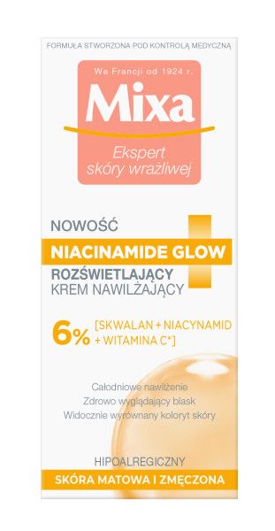 Mixa Niacinamide Glow Rozświetlający Krem Nawilżający