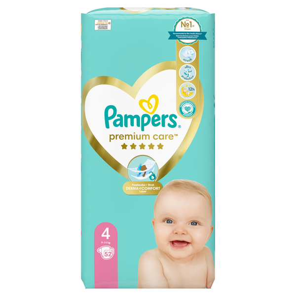Pampers Pieluchy Premium Care rozmiar 4, 9-14 kg 52 szt.