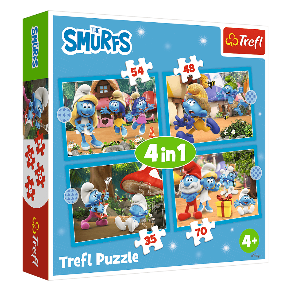 Trefl Puzzle 4w1 Smerfy, Wioska Smerfów