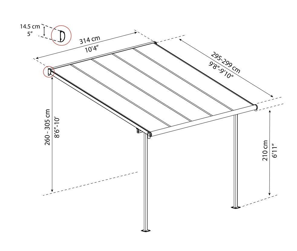 Palram Aluminiowe Zadaszenie Tarasu Sierra 3x3,05m Brązowe