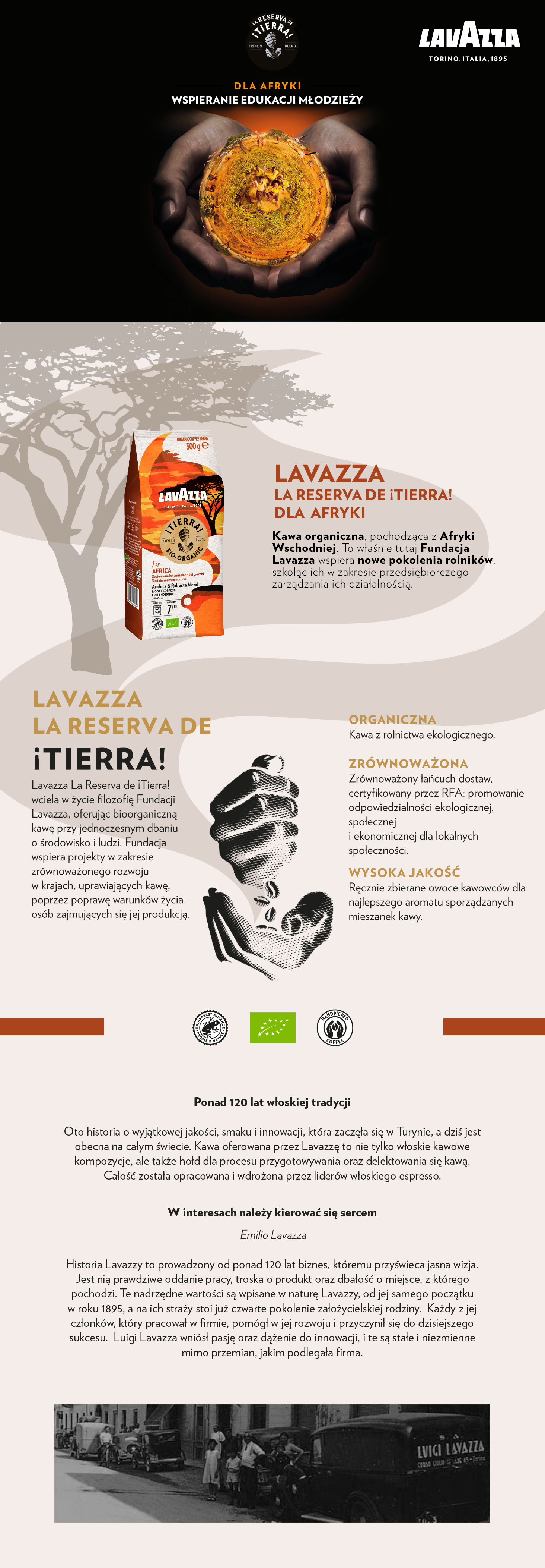 Lavazza Bio Organic Tierra for Africa mielona 180g