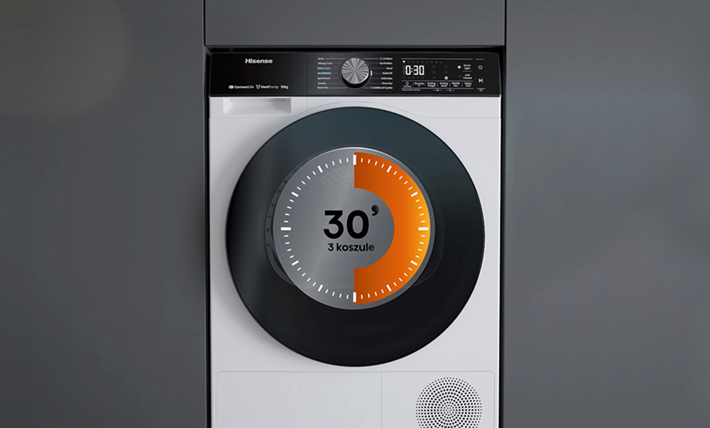 Hisense WD5S1045BW Skrócony czas suszenia