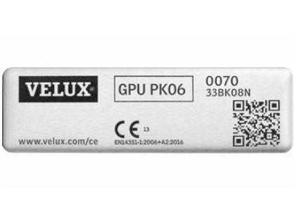 VELUX Tabliczka znamionowa