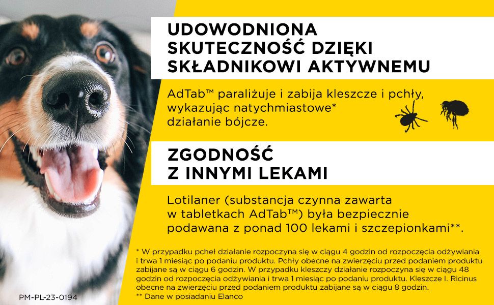 Elanco AdTab Dog 5,5-11kg - skuteczność przeciwko pchłom