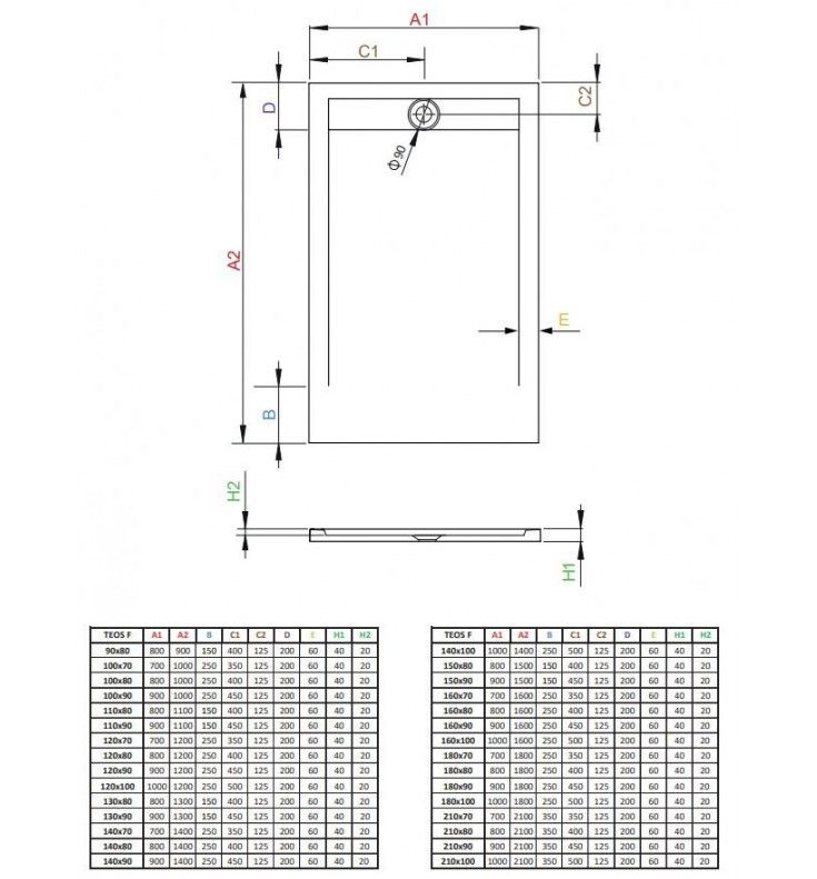 Radaway Teos F 110X80 Black Htf1108054