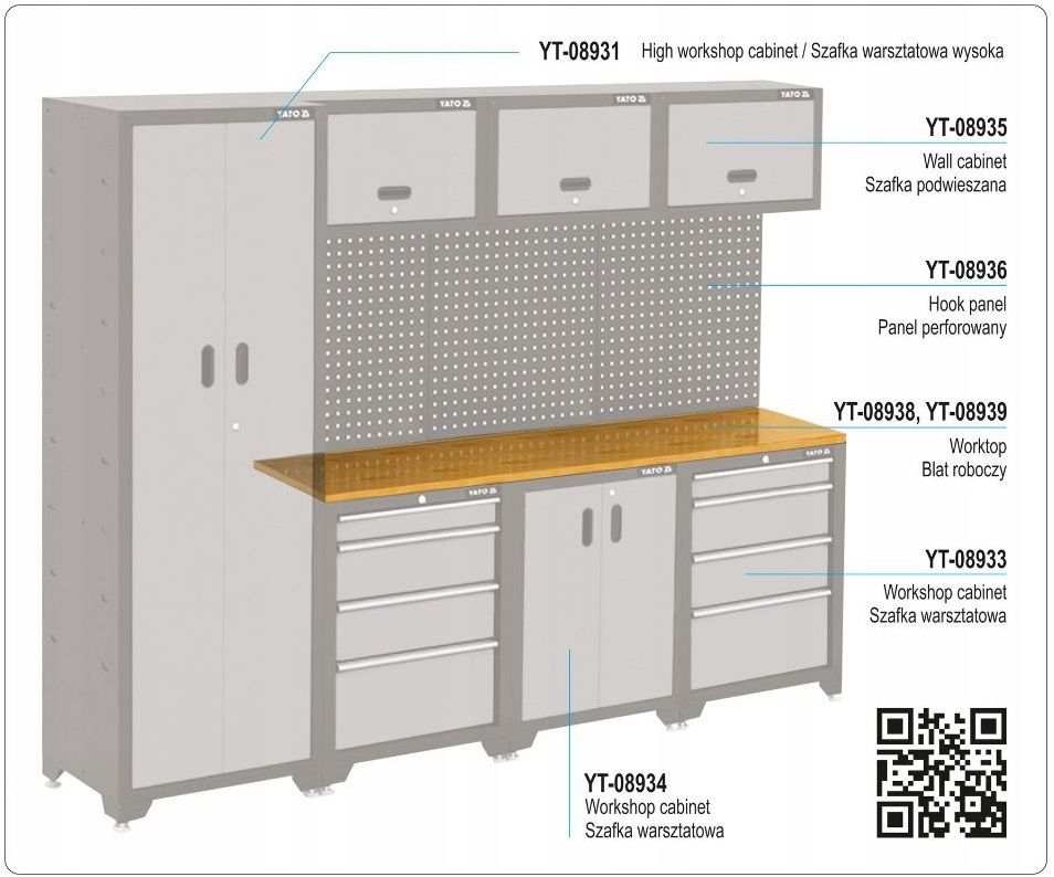 Stół warsztatowy BLAT ROBOCZY DREWNIANY DO 3 SZAFEK YATO YT 08939