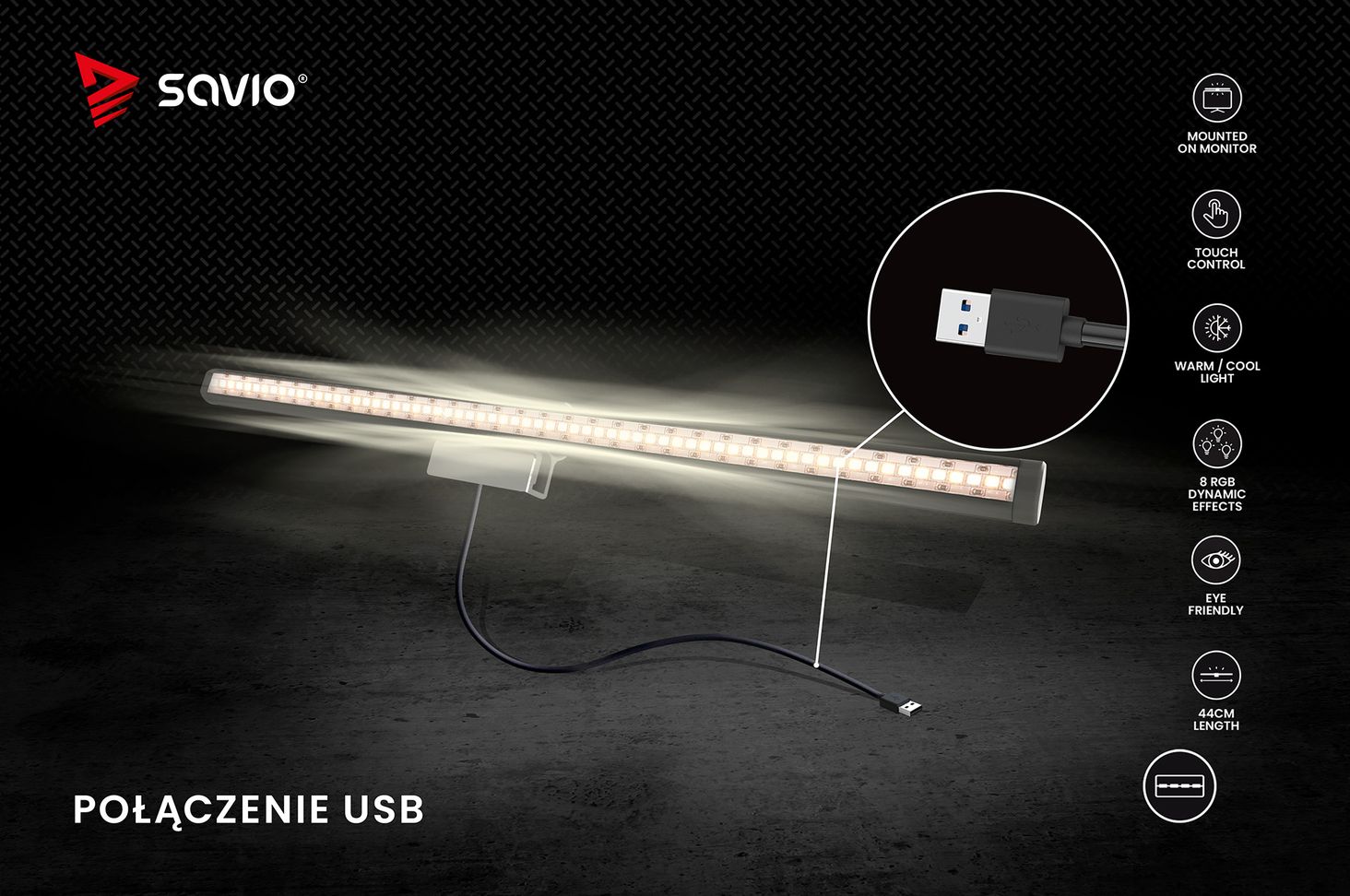 Lightbar LB-01 jest zasilane przez połączenie USB