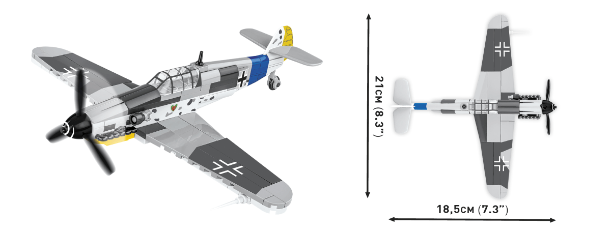 COBI Messerschmitt Bf 109 G wymiary 2