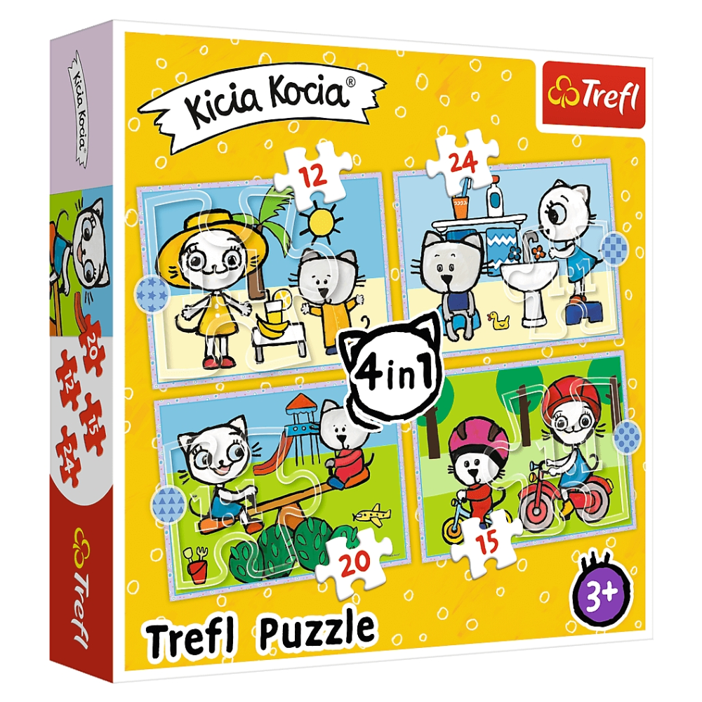 Trefl Puzzle 4w1 Dzień Kici Koci 34372