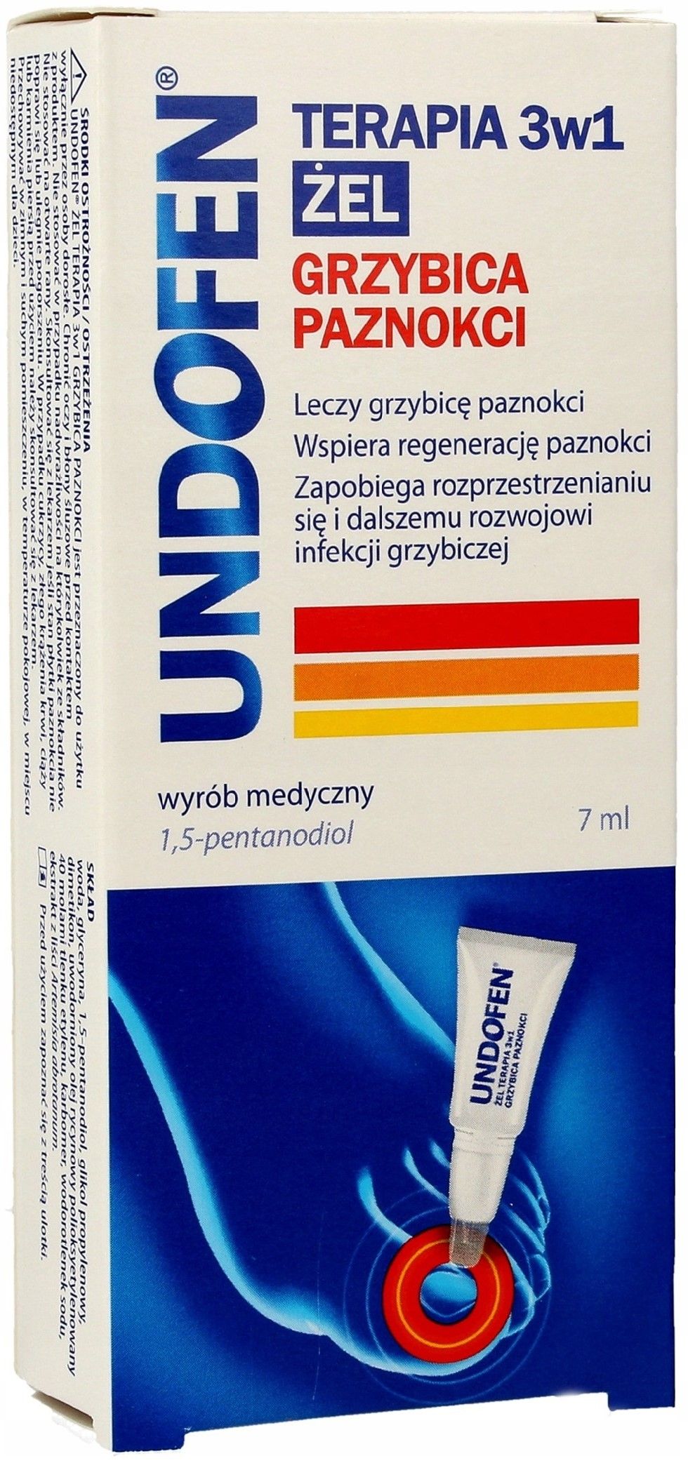 Undofen żel terapia 3w1 Przeciw grzybicy paznokci 7ml - 2