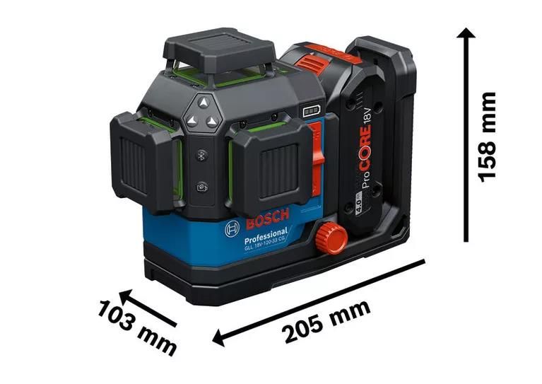Bosch GLL 18V-120-33 CG Professional wymiary