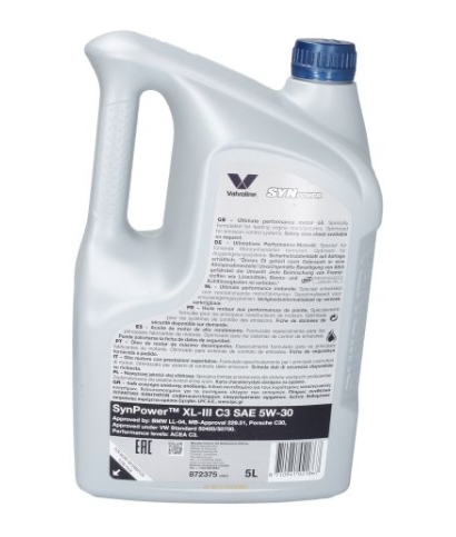 Valvoline Synpower XL-III C3 5W30 5L etykieta