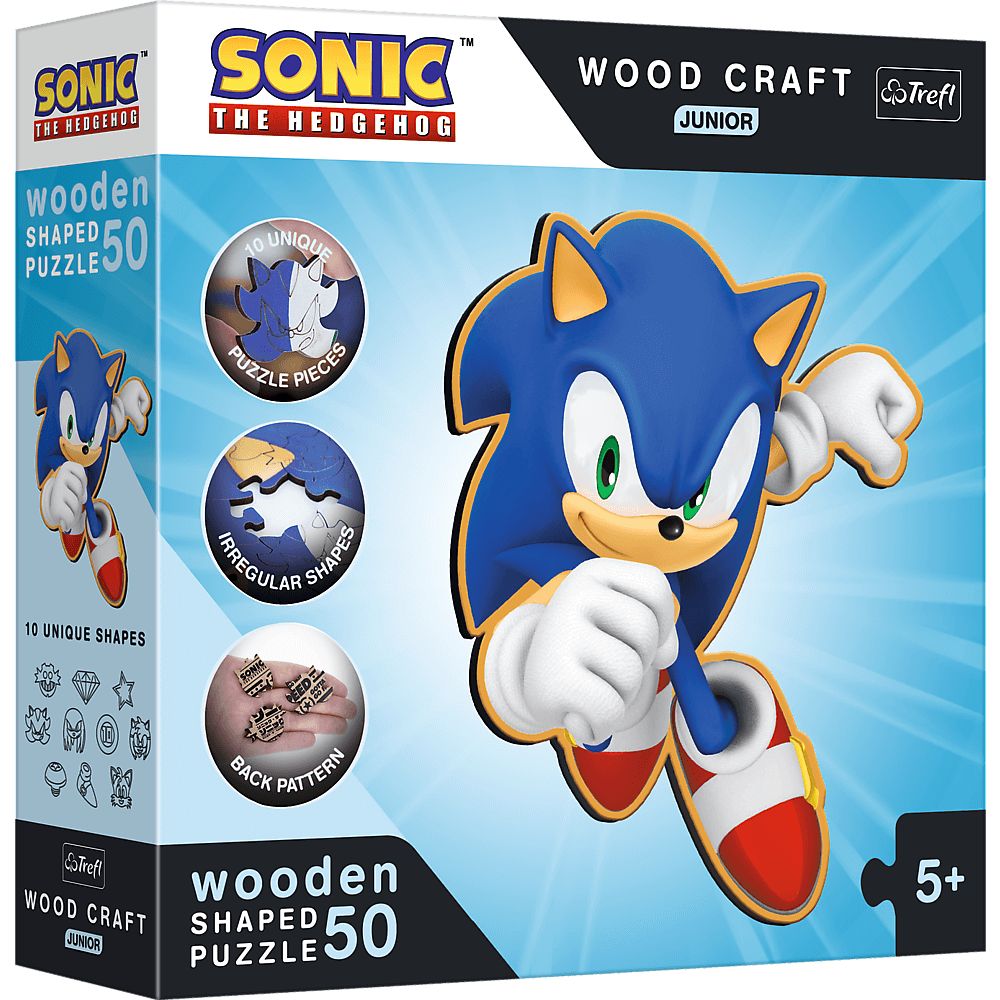 Puzzle drewniane 50 el. Sprytny Sonic