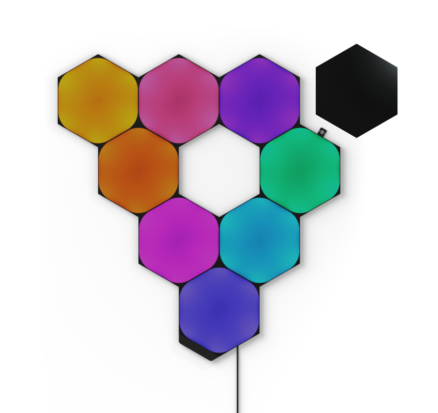 Nanoleaf aranżacja salon niebieski