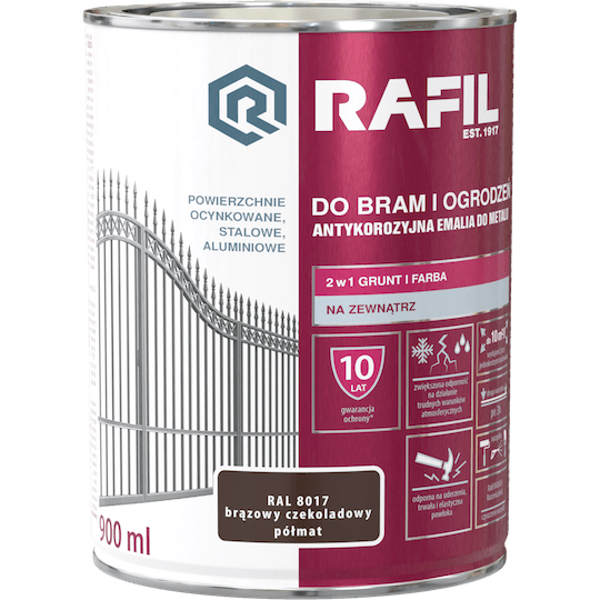 RAFIL Do Bram i Ogrodzeń Półmat RAL8017 czekoladowy 0,9L
