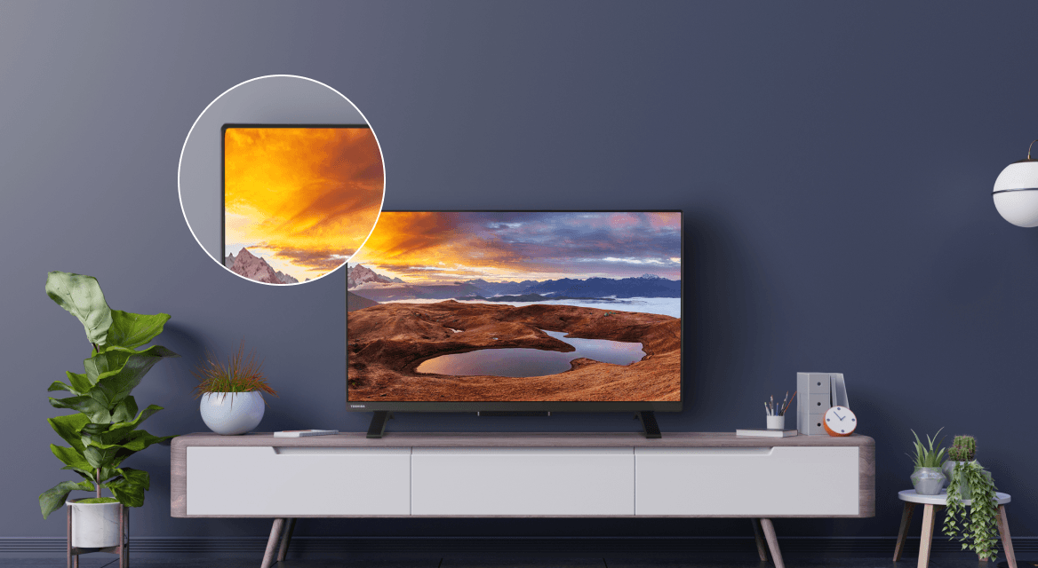 Toshiba 32LV2E63DG - bezramkowy design