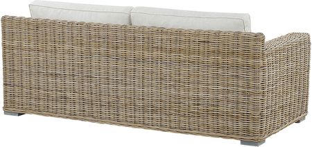 Beliani Sofa ogrodowa brązowa rattanowa dwuosobowa białe poduchy Ardea - zdjęcie 2