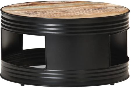 vidaXL Stolik Kawowy Czarny 68X68X36cm Lite Drewno Z Odzysku 321934 - zdjęcie 2