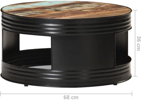 vidaXL Stolik Kawowy Czarny 68X68X36cm Lite Drewno Z Odzysku 321934 - zdjęcie 4