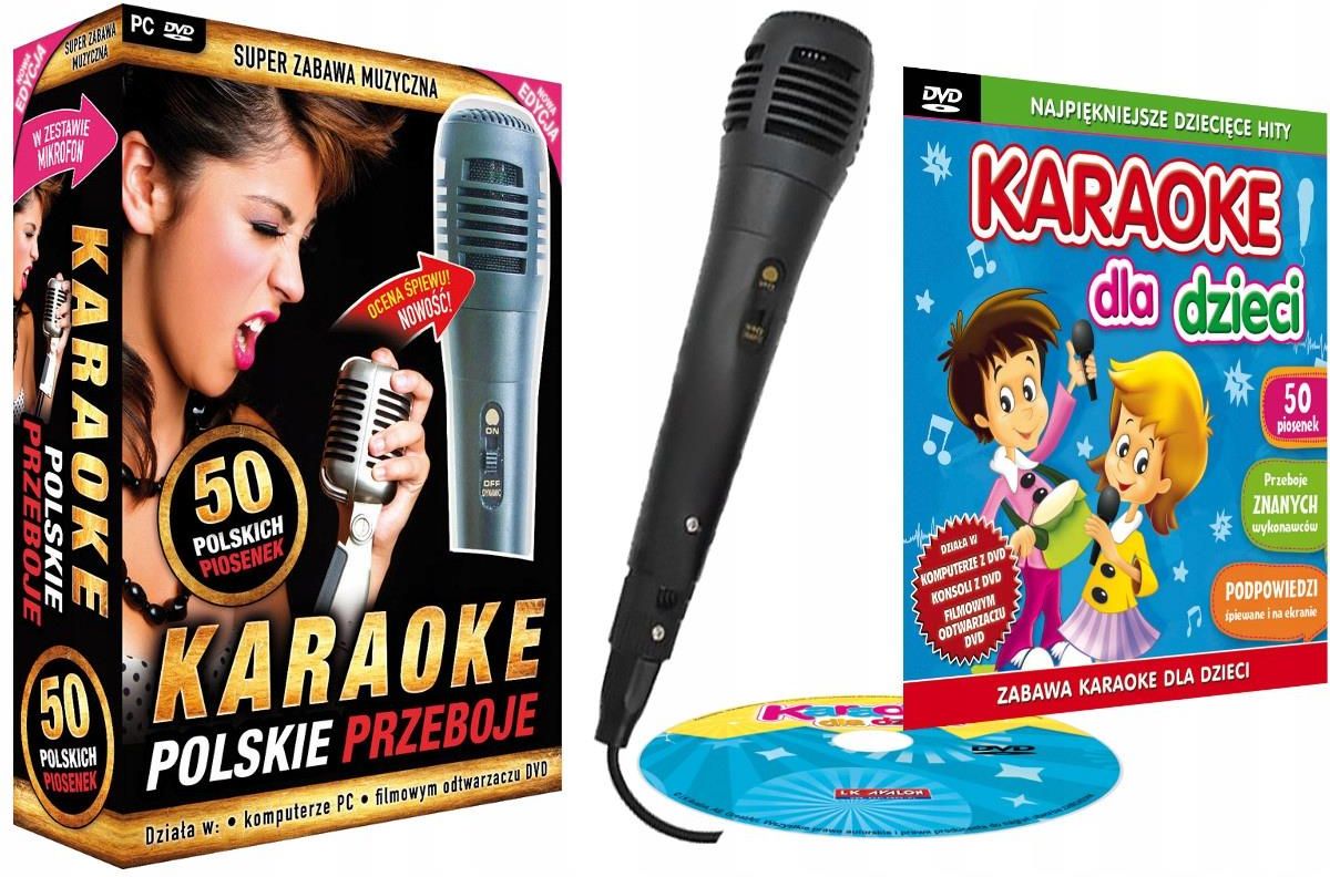 Płyta kompaktowa Zestaw Polskie PRZEBOJE Karaoke dla Dzieci DVD Mik