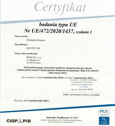 Bisaf Półmaska Filtrująca Bs3 Ffp3 Nr 15 Szt. - zdjęcie 2