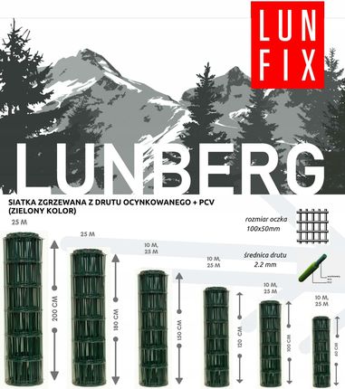 LUNBERG SIATKA OGRODZENIOWA OCYNK + PCV ZIEL, 10M, H/1,0M OCZKO100X50MMWYSOKOŚĆ10MMARKALUNBERG - zdjęcie 2