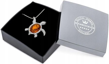 SREBRNY NASZYJNIK SEA TURTLE Z BURSZTYNEM ZÓŁWIK - zdjęcie 4