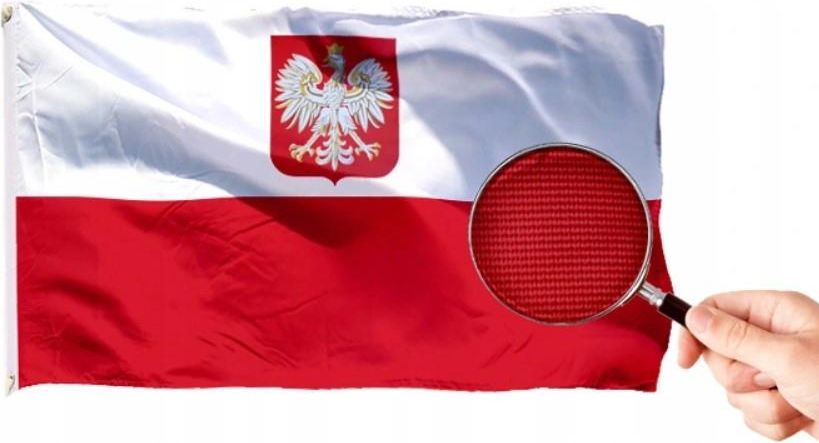 MOCNA FLAGA POLSKI GODŁO 150X90 CM POLSKA NA MASZT Ceny i opinie