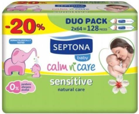 Septona Baby Sensitive Chusteczki Nawilżane 2X64Szt Ceny i opinie