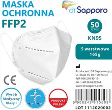 Dr Sapporo Maska Maseczka Ochronna Ffp2 Kn95 5 Warstwowa X 1 Szt