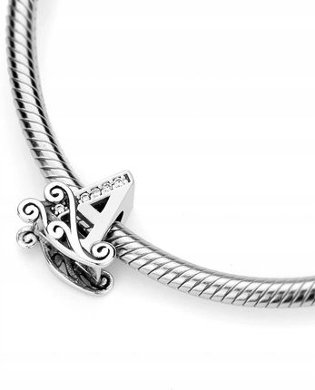 SREBRNA ZAWIESZKA KORALIK PR. 925 CHARMS LITERKA A - zdjęcie 2