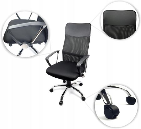 Hexagon Fotel Biurowy Obrotowy Executive Czarny - zdjęcie 6